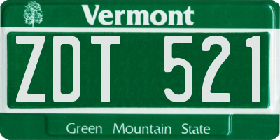 VT license plate ZDT521