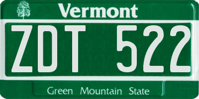 VT license plate ZDT522