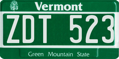 VT license plate ZDT523