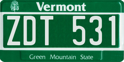VT license plate ZDT531