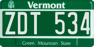 VT license plate ZDT534
