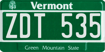 VT license plate ZDT535