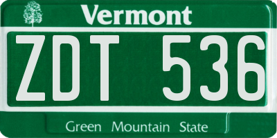 VT license plate ZDT536