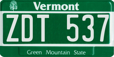 VT license plate ZDT537