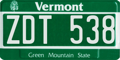 VT license plate ZDT538