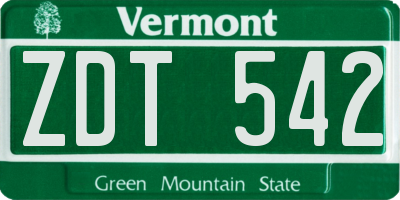 VT license plate ZDT542