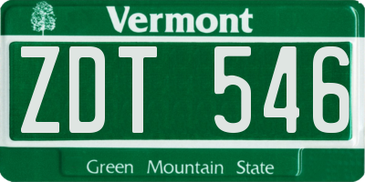 VT license plate ZDT546