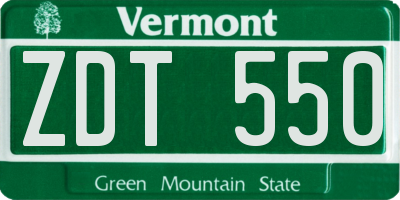 VT license plate ZDT550