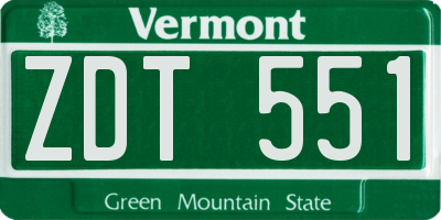 VT license plate ZDT551