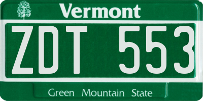 VT license plate ZDT553