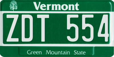 VT license plate ZDT554
