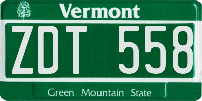 VT license plate ZDT558