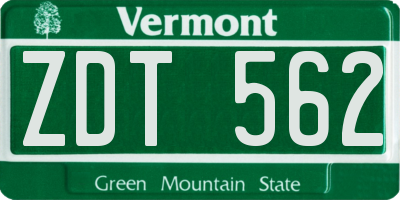 VT license plate ZDT562