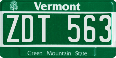 VT license plate ZDT563