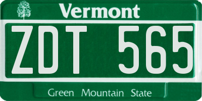 VT license plate ZDT565
