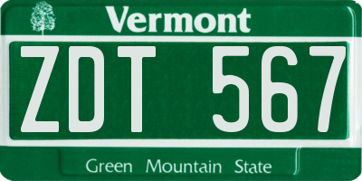 VT license plate ZDT567