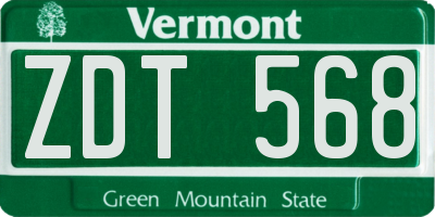 VT license plate ZDT568