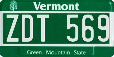VT license plate ZDT569
