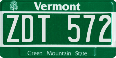 VT license plate ZDT572