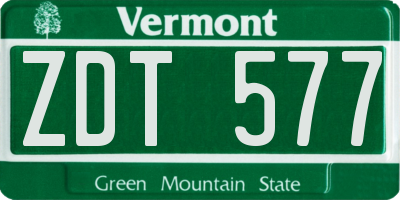 VT license plate ZDT577