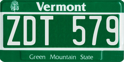 VT license plate ZDT579