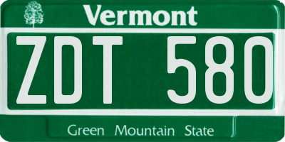 VT license plate ZDT580