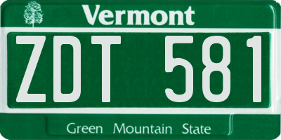 VT license plate ZDT581