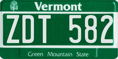 VT license plate ZDT582