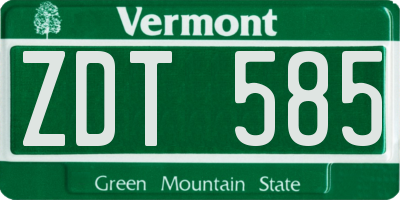 VT license plate ZDT585