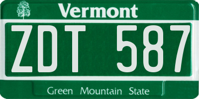 VT license plate ZDT587