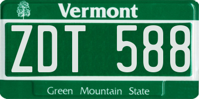 VT license plate ZDT588