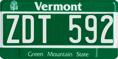 VT license plate ZDT592