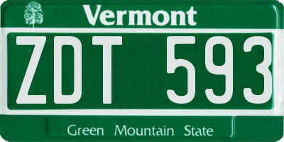 VT license plate ZDT593