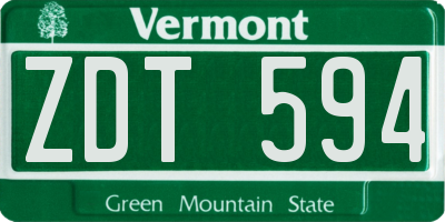 VT license plate ZDT594