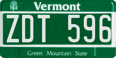 VT license plate ZDT596