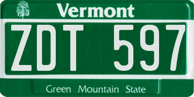 VT license plate ZDT597