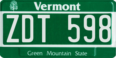 VT license plate ZDT598