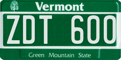VT license plate ZDT600