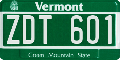 VT license plate ZDT601