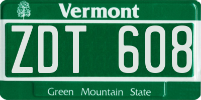 VT license plate ZDT608