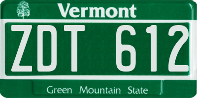 VT license plate ZDT612