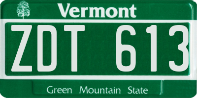 VT license plate ZDT613