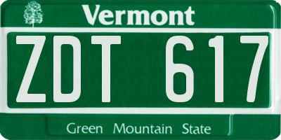 VT license plate ZDT617