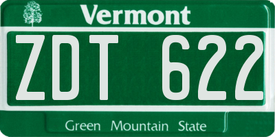 VT license plate ZDT622