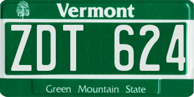 VT license plate ZDT624