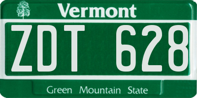 VT license plate ZDT628