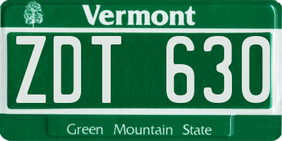 VT license plate ZDT630
