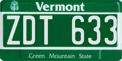 VT license plate ZDT633