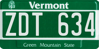 VT license plate ZDT634
