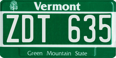 VT license plate ZDT635